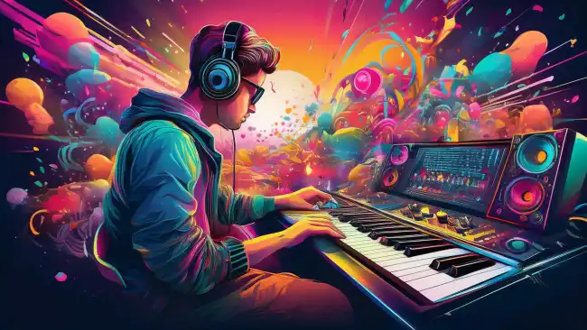 曲を作っているイメージ図